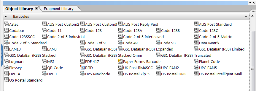 The Designer Barcodes Object Library