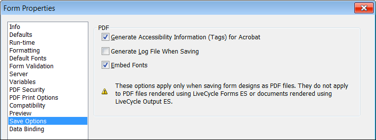 AEM Forms Designer PDF properties
