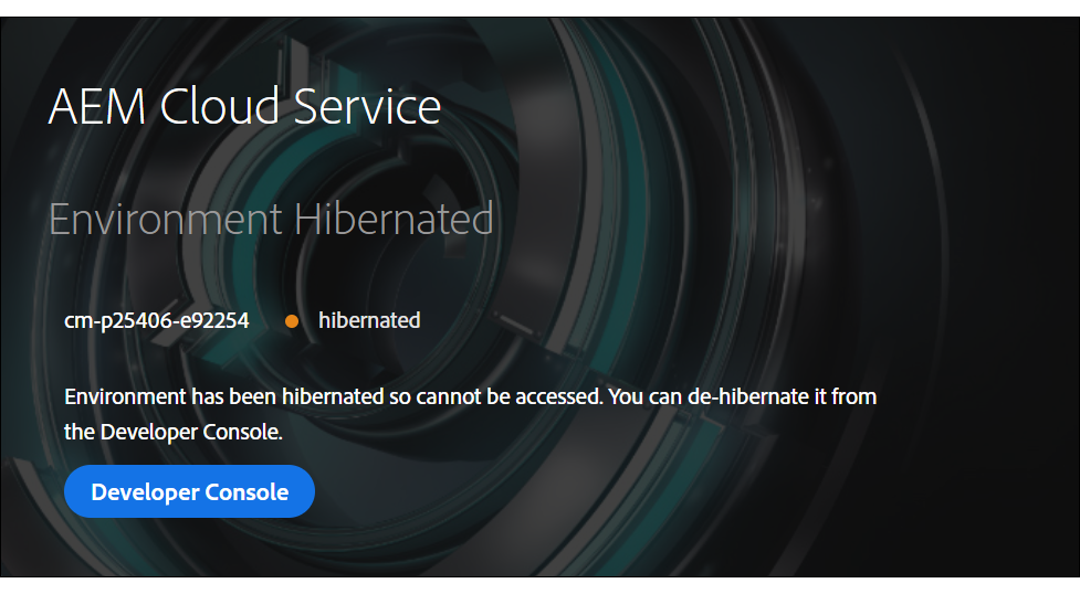 AEM Forms as a Cloud Service in hibernation mode