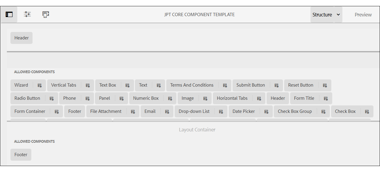 Screen shot of Adobe's AEM Forms Core Components
