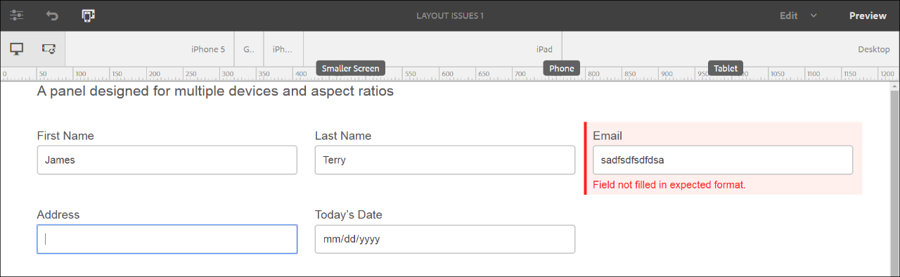 AEM Forms Layout mode issue with validation