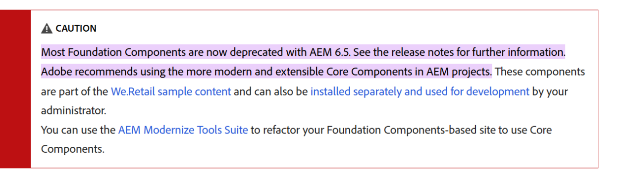 Adobe AEM Forms Foundation Components are now deprecated