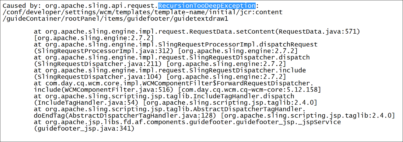 RecursionTooDeepException while creating AEM Forms templates