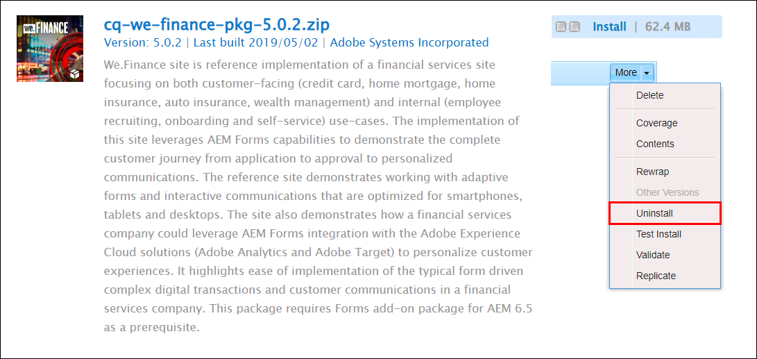 Adobe's We Finance sample application
