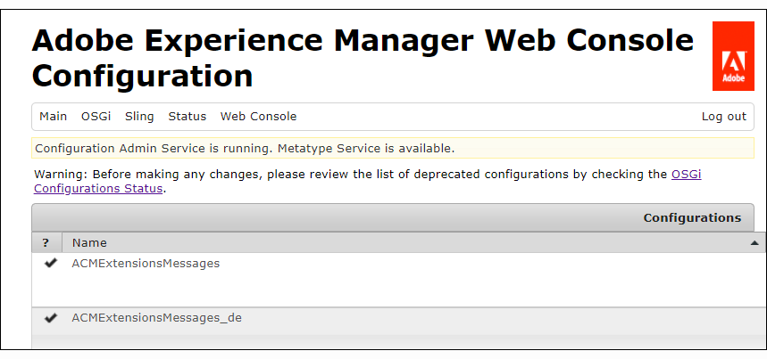 AEM Web Console Configuration