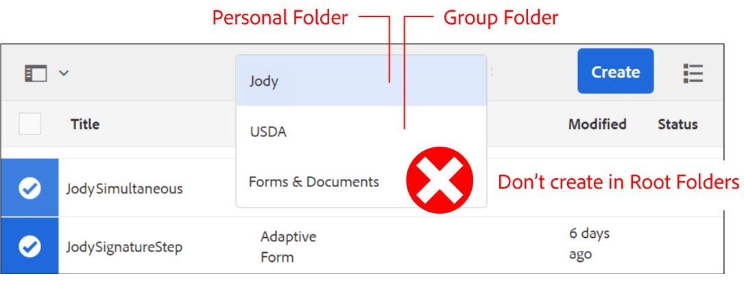 Personal folder in Group folder