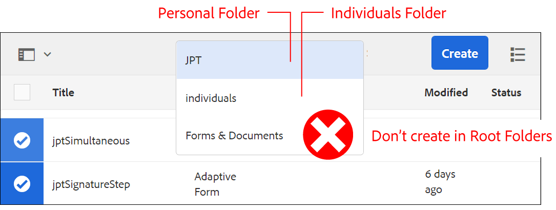 Personal folder in Individuals folder